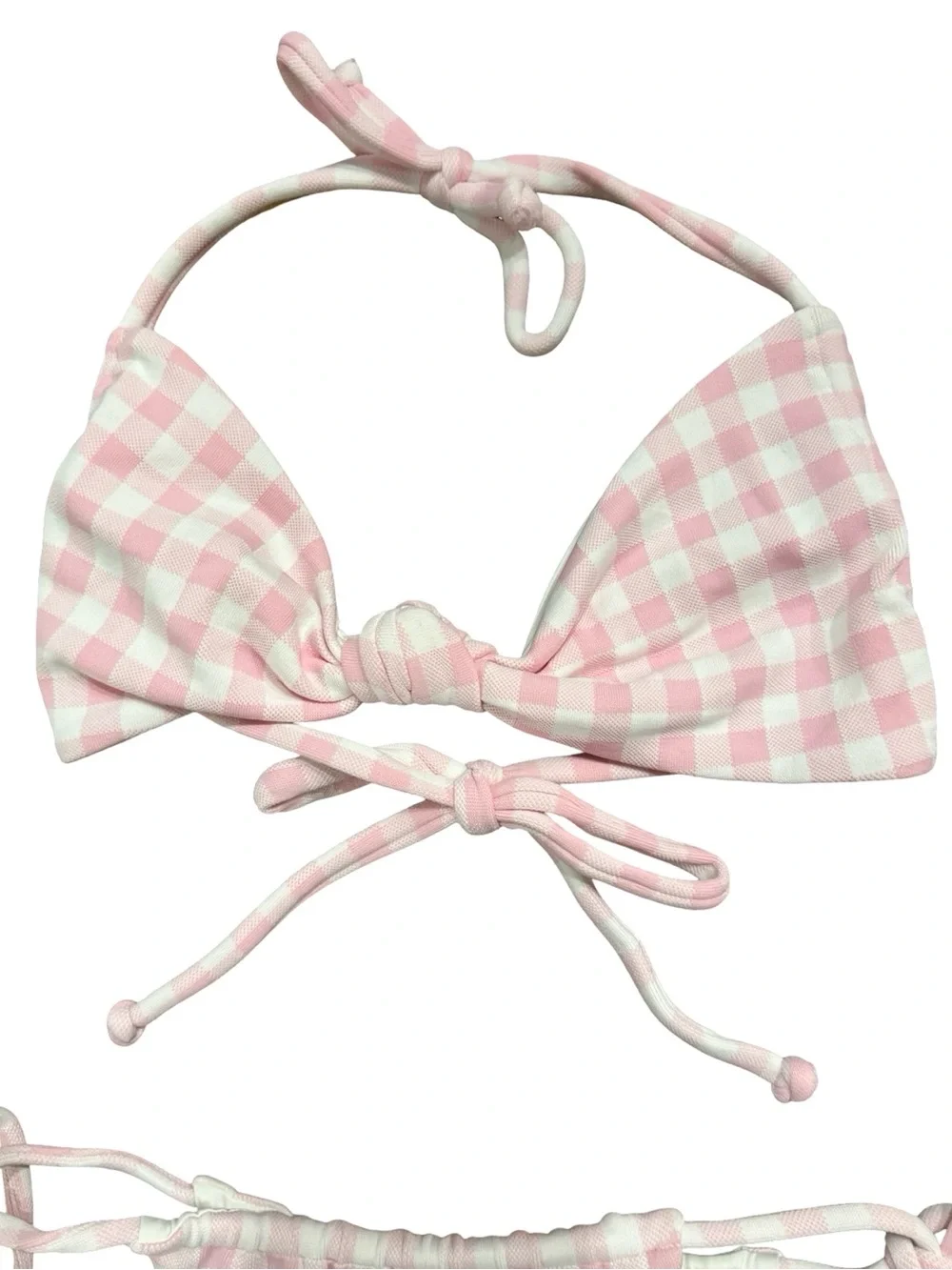 Frankies Bikinis Pink Gingham Bikini Set